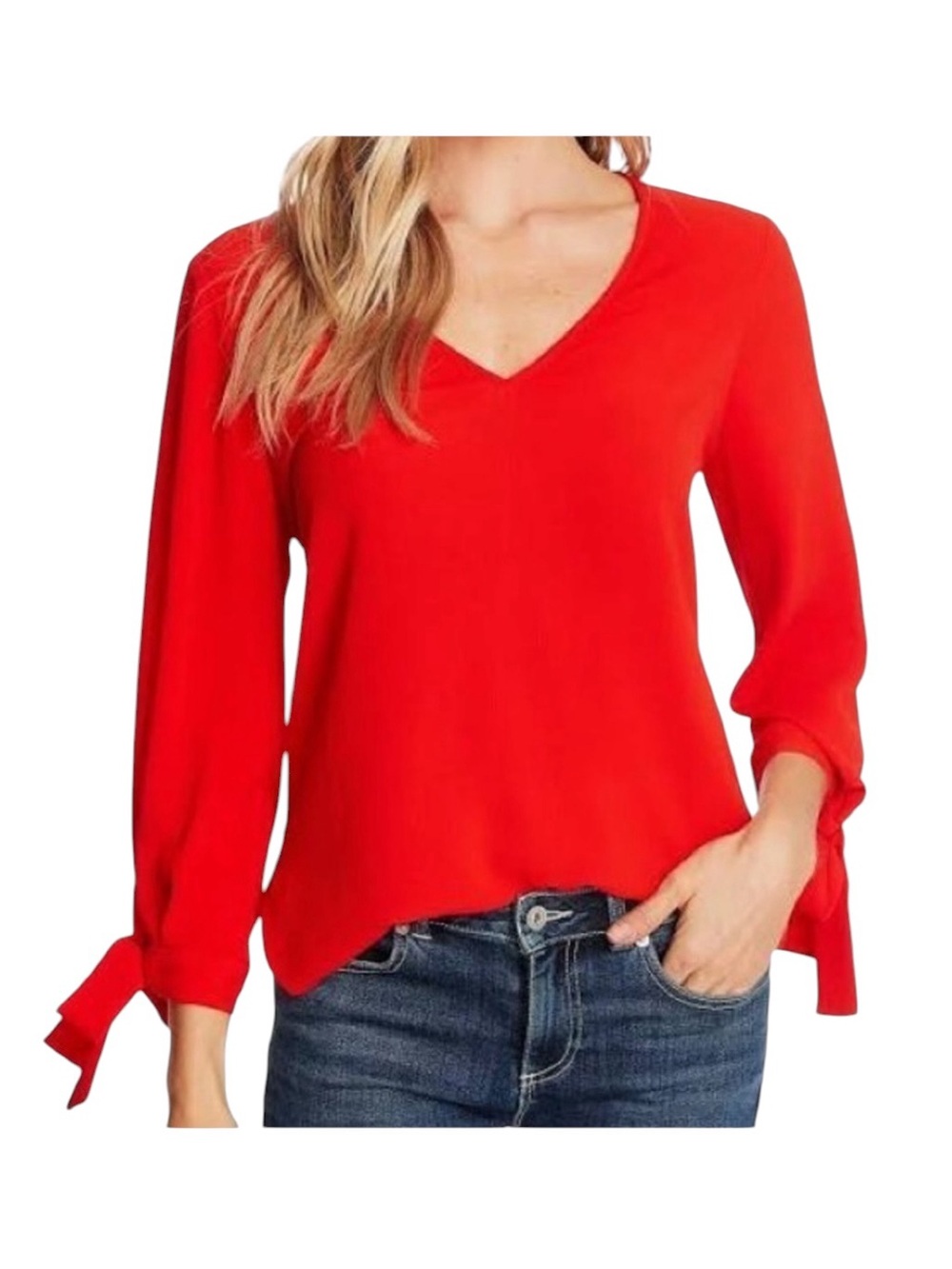 New Cece V Neck Bow Top